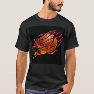 Basketbal met vlammen t-shirt