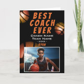 Basketbal Metallic Foto Beste coach Ooit Bedankkaart (Voorkant)