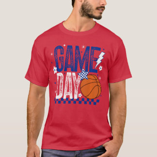 Basketbal Moeder Game Dayipoff Seizoen Retro Blauw T-shirt