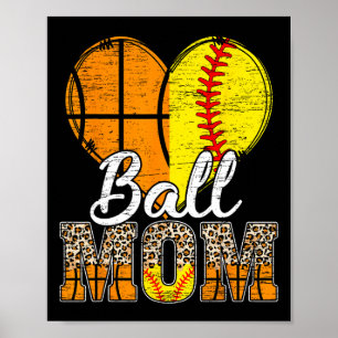 Basketbal Moeder Hart Softbal Mama Luipaard Moeder Poster