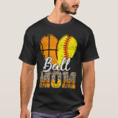 Basketbal Moeder Hart Softbal Mama Luipaard Moeder T-shirt (Voorkant)