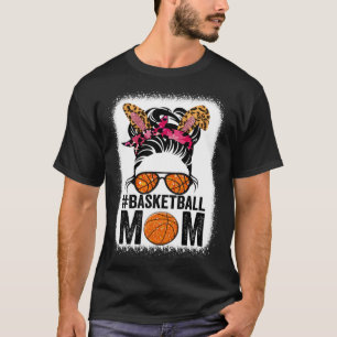 Basketbal Moeder Leopard Messy Bun Ball Basketbal T-shirt