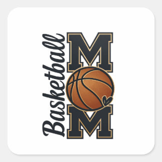 Basketbal Moeder Varsity Stijl Goud Sportteam Spir Vierkante Sticker