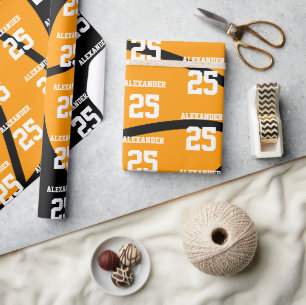 Basketbal Naam & Nummer Cadeaupapier