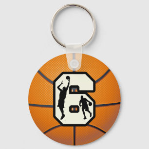 Basketbal nummer 6 en spelers sleutelhanger