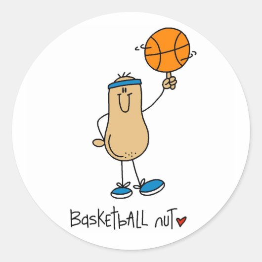 Basketbal Nut T-shirts en geschenken Ronde Sticker (Voorkant)