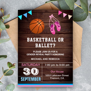 Basketbal of Ballet Gender Reveal Party Kaart