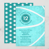 basketbal- of teamfeest voor meisjes kaart (Voorkant / Achterkant)