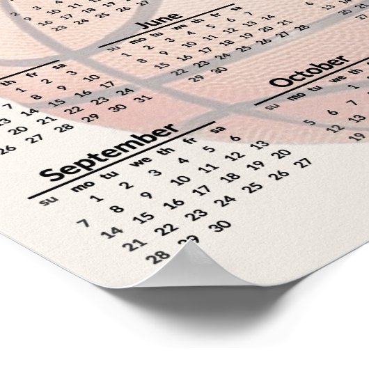 Basketbal ontwerp 2025 kalenderposter poster (Hoek)