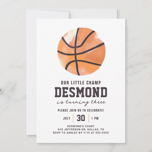 Basketbal Onze Kleine Champ Verjaardag Uitnodiging (Voorkant)