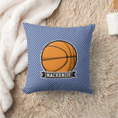 Basketbal op Blue & White Stripes Kussen (Deken)
