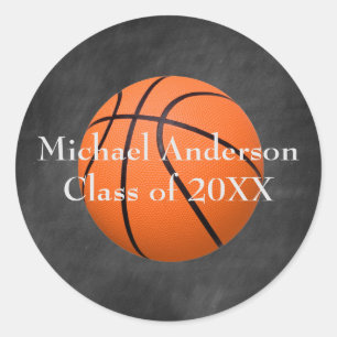 Basketbal op schoolbord - Afstuderen Sticker