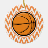 Basketbal op Sinaasappel en witte Chevron Keramisch Ornament (Voorkant)