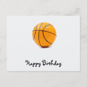 Basketbal op witte achtergrond Happy Birthday Briefkaart