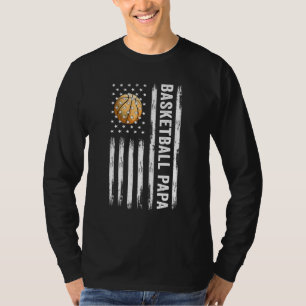 Basketbal Papa Amerikaanse vlag Trots Papa Vaders T-shirt
