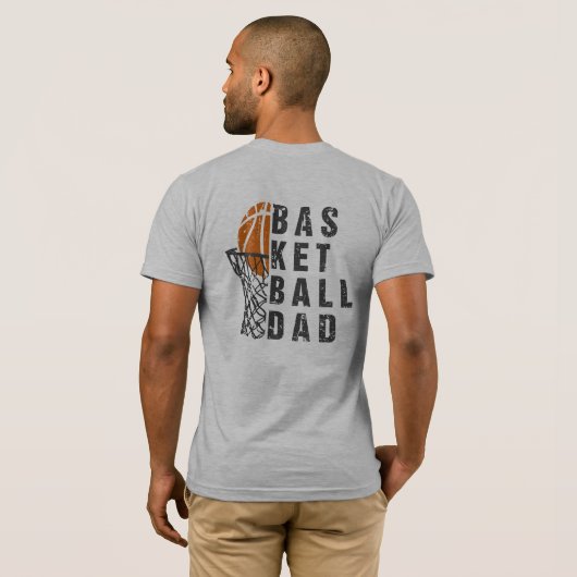 Basketbal Papa Retro Tekst Ontwerp T-shirt (Achterkant volledig)