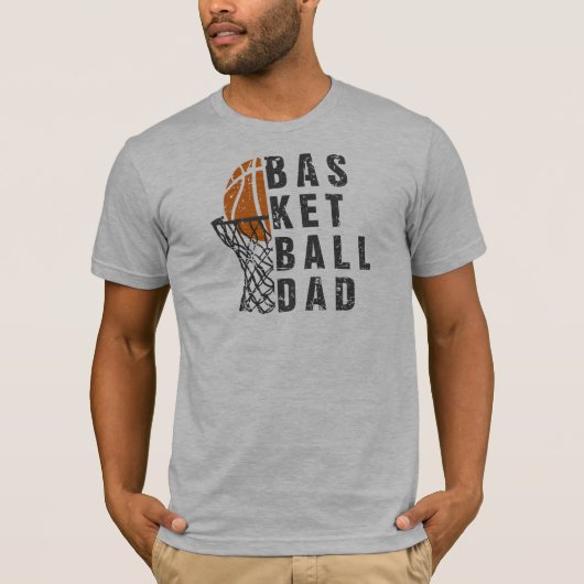 Basketbal Papa Retro Tekst Ontwerp T-shirt (Voorkant)