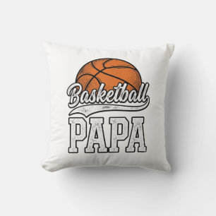 Basketbal Papa Vintage Gravure Shirt Ontwerp_1 Kussen