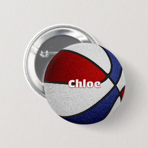 Basketbal partij geeft de voorkeur aan rood-blauwe ronde button 5,7 cm