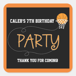 BASKETBAL PARTY TYPOGRAFIE Cute Sticker Label