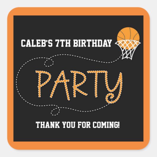 BASKETBAL PARTY TYPOGRAFIE Cute Sticker Label (Voorkant)