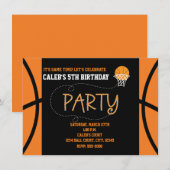 Basketbal Party Typografie Verjaardag Uitnodiging (Voorkant / Achterkant)