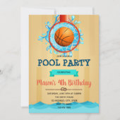 Basketbal Pool Party uitnodiging (Voorkant)