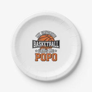 Basketbal Popo Grappige Vintage Sport Ontwerp_1 Papieren Bordje