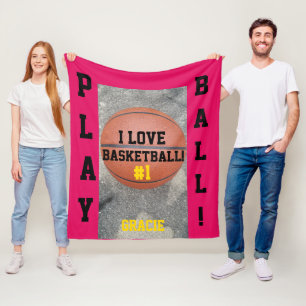 Basketbal Raspberry Naam Fleece Deken