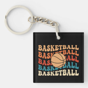 basketbal Retro Sport Typografie Ontwerp Sleutelhanger