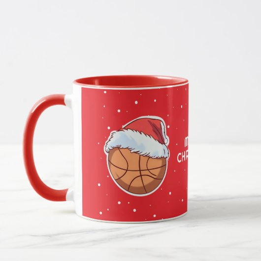 Basketbal Rode Kerstman Hoed Vrolijk Kerstfeest Mok (Links)