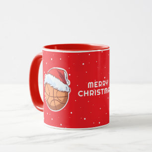Basketbal Rode Kerstman Hoed Vrolijk Kerstfeest Mok