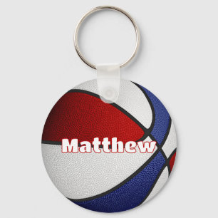 Basketbal Rood Blauw Team Kleuren Party Favorieten Sleutelhanger
