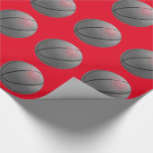 Basketbal rood grijs cadeaupapier (Hoek)
