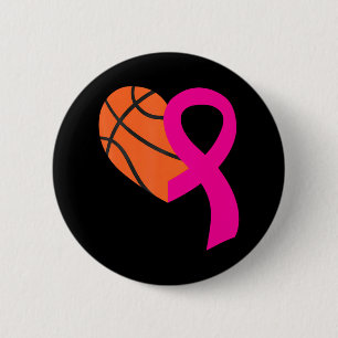 Basketbal roze lint koele borstkanker ronde button 5,7 cm