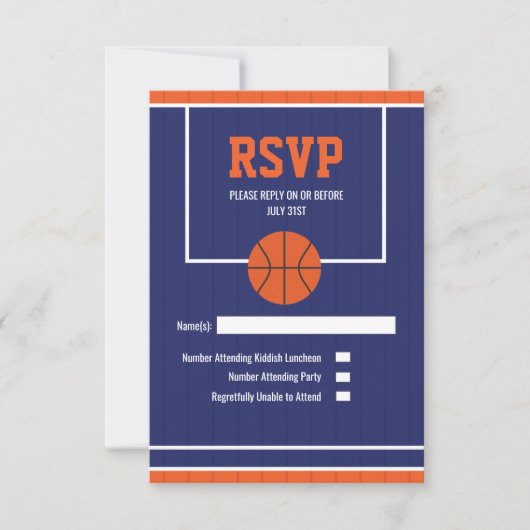 Basketbal RSVP-kaart RSVP Kaartje (Voorkant)