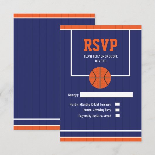 Basketbal RSVP-kaart RSVP Kaartje (Voorkant / Achterkant)