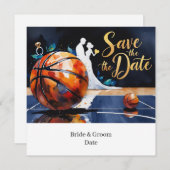 Basketbal Save the Date Huwelijk Kaart (Voorkant / Achterkant)