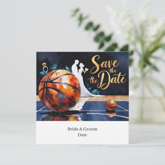Basketbal Save the Date Huwelijk Kaart (Staand voorkant)