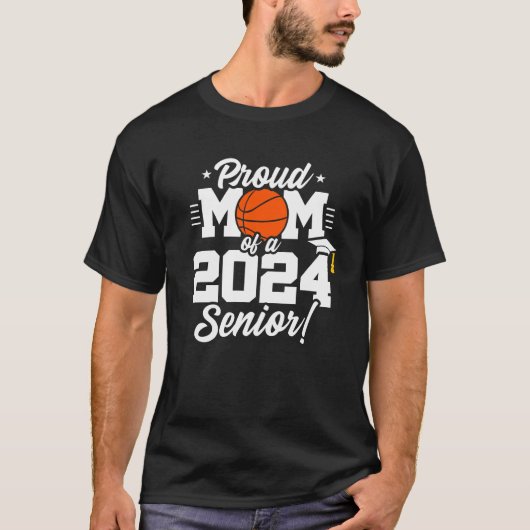 Basketbal Senior Class 2024 Afstuderen Trots Moede T-shirt (Voorkant)