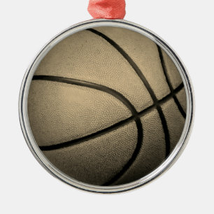 Basketbal Sepia Kleur Retro  Stijl Metalen Ornament