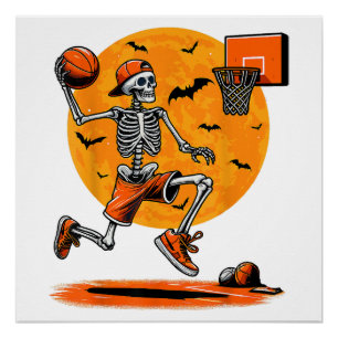 Basketbal Skelet Griezelige Halloween Perfect Poster