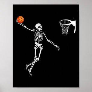 Basketbal Skelet Halloween Art-Dunking Skeleto Poster
