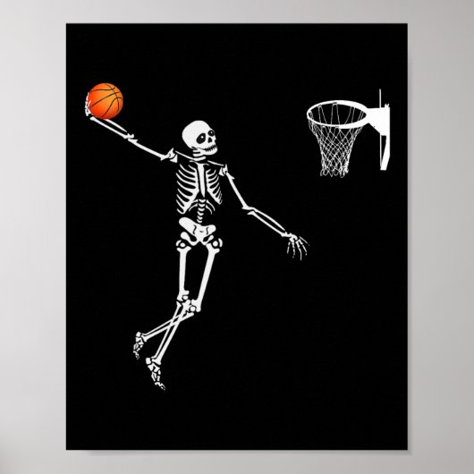 Basketbal Skelet Halloween Art-Dunking Skeleto Poster (Voorkant)