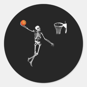 Basketbal Skelet Halloween Art-Dunking Skeleto Ronde Sticker