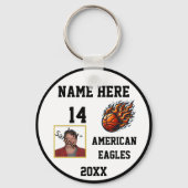 Basketbal Sleutelhangers met Flame Foto b@w (Voorkant)