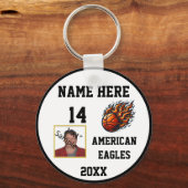 Basketbal Sleutelhangers met Flame Foto b@w (Achterkant)