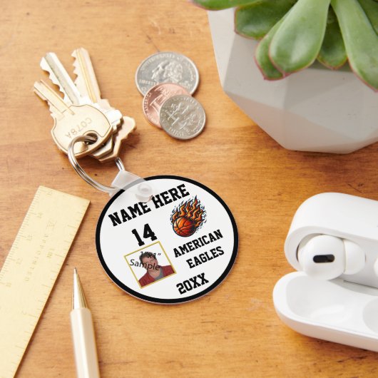 Basketbal Sleutelhangers met Flame Foto b@w (Bureau)