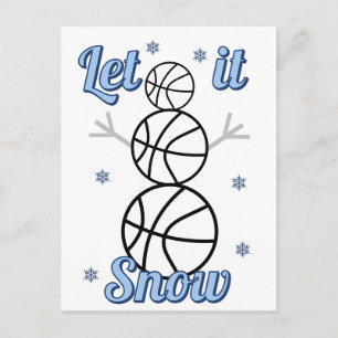 Basketbal Sneeuwman Laat het Sneeuwen Feestdagenkaart