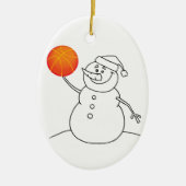 Basketbal Sneeuwman Vakantie Keramisch Ornament (Voorkant)